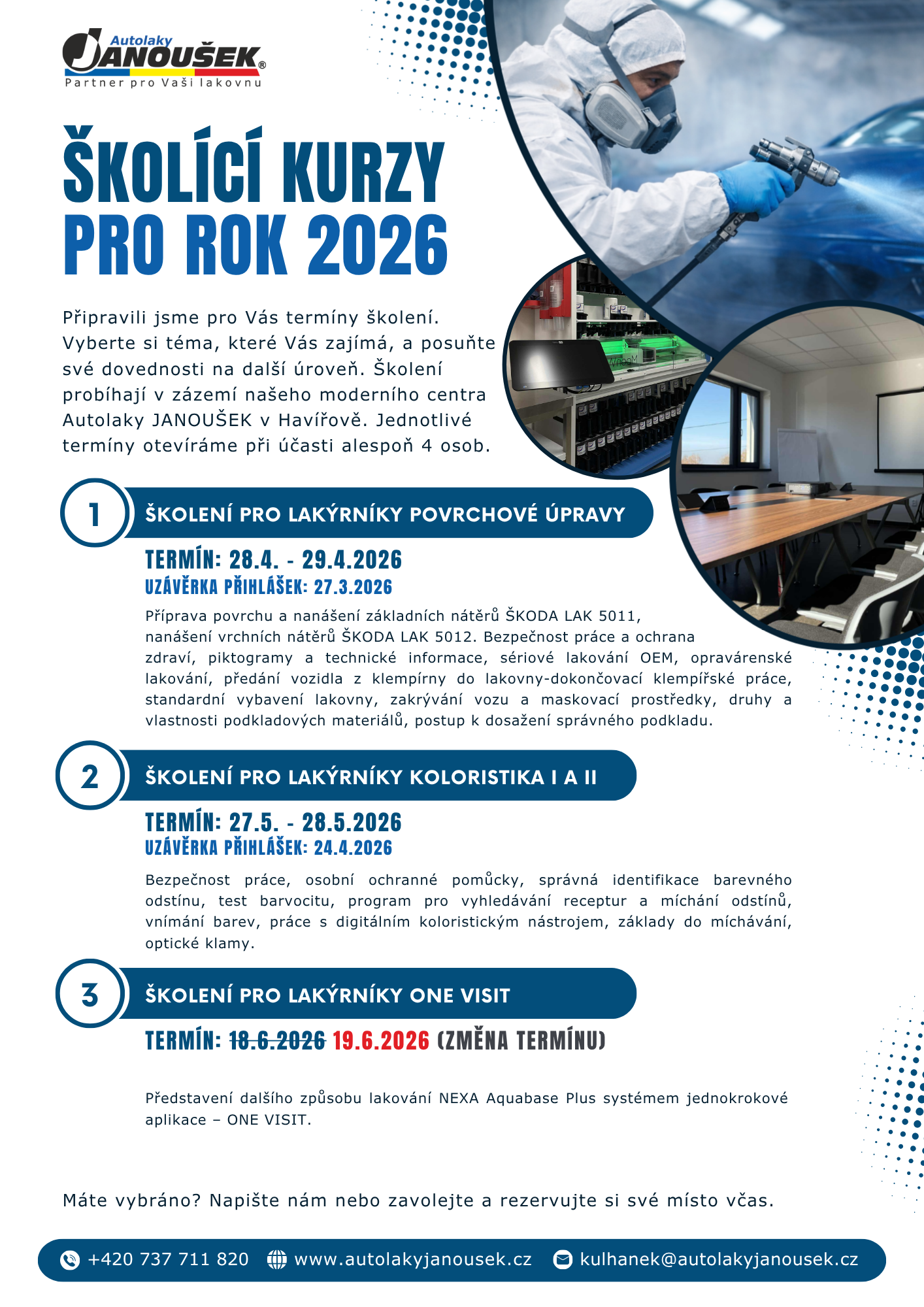 Školící kurzy 2026 Autolaky Janoušek